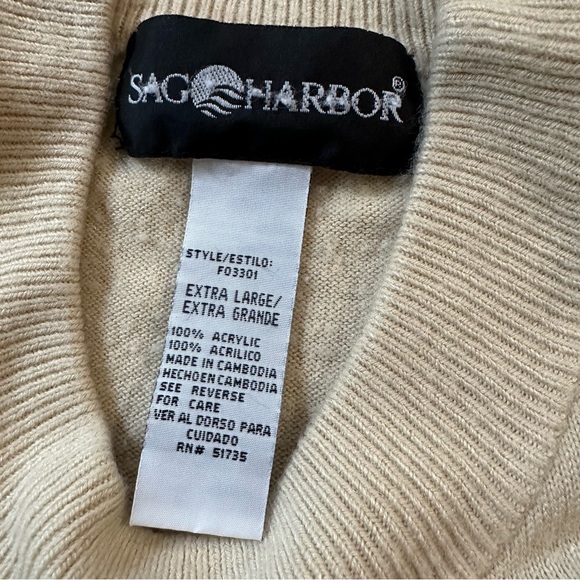 Vintage Sag Harbor Beige Knit Shell Sweater XL | RN 51735 Cambodia - Picture 3 of 6